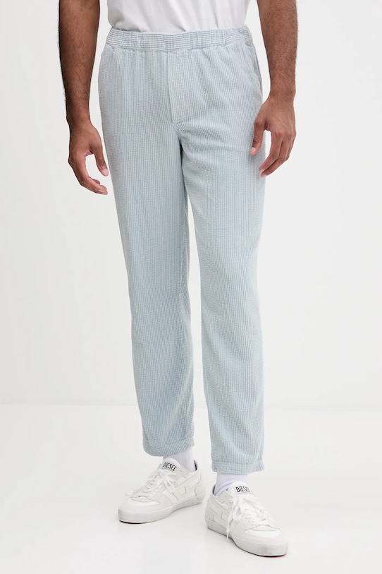 American Vintage spodnie sztruksowe bawełna niebieski MPADO10A