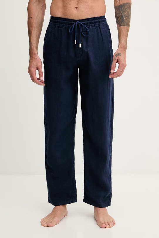 Vilebrequin spodnie męskie lniane PACHA granatowy PACAU101