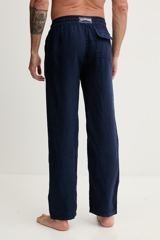 Odzież Vilebrequin spodnie męskie lniane PACHA PACAU101 granatowy