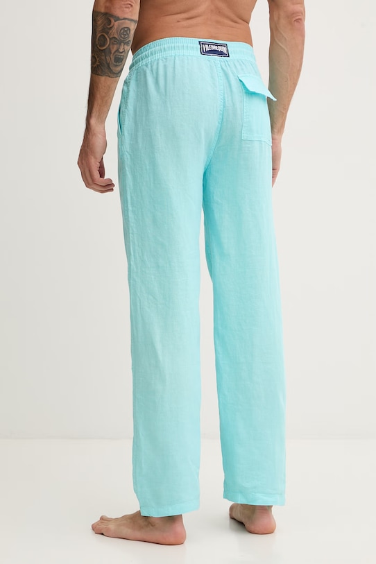 Odzież Vilebrequin spodnie męskie lniane PACHA PACAU101 turkusowy