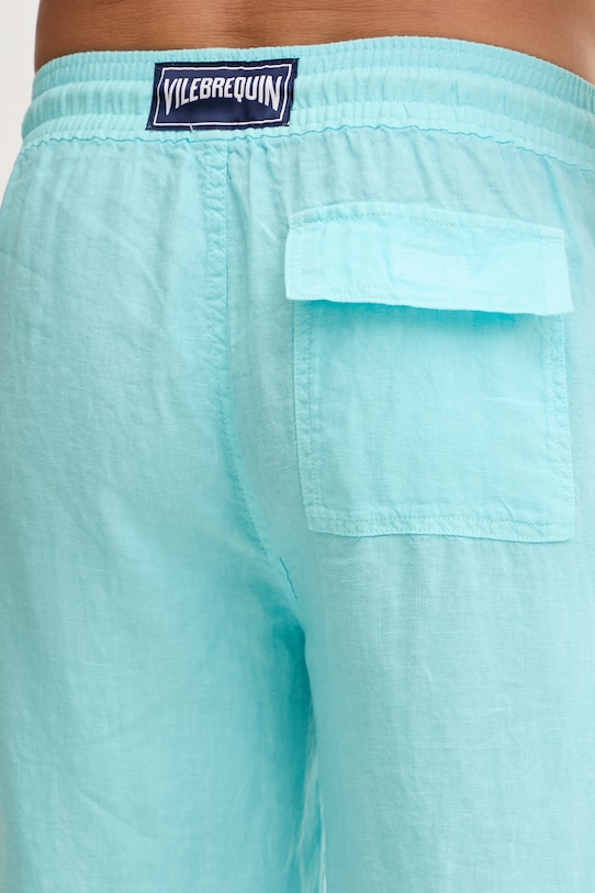 Vilebrequin spodnie męskie lniane PACHA turkusowy PACAU101