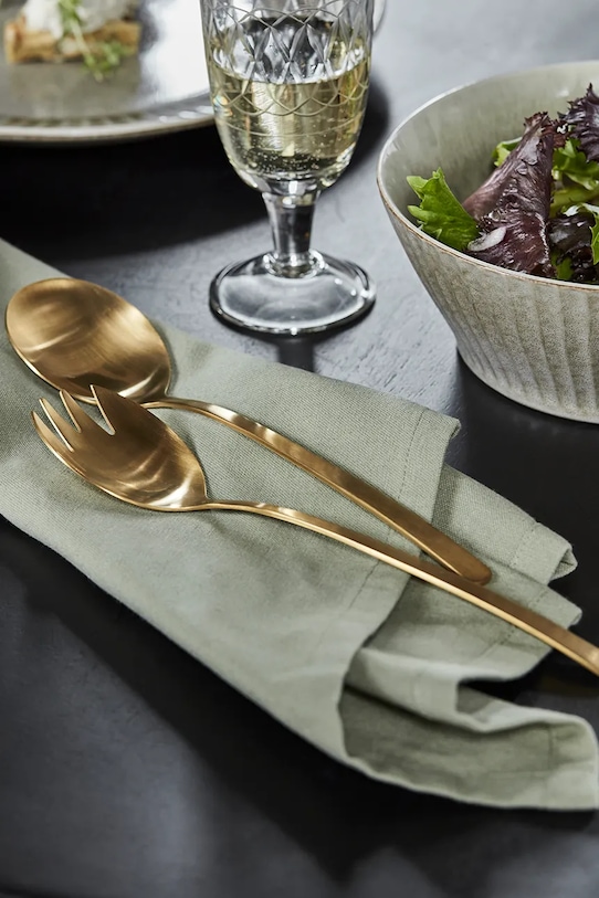 House Doctor łyżki sałatkowe HDGolden 5,5 x 23 cm 2-pack 209660408 zielony AA00