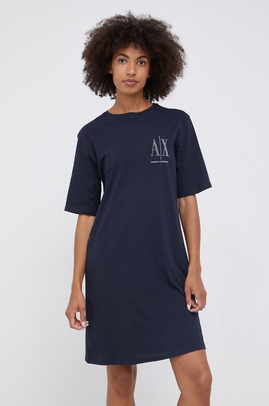 Pamučna haljina Armani Exchange 8NYADX.YJG3Z.NOS mornarsko plava AA00