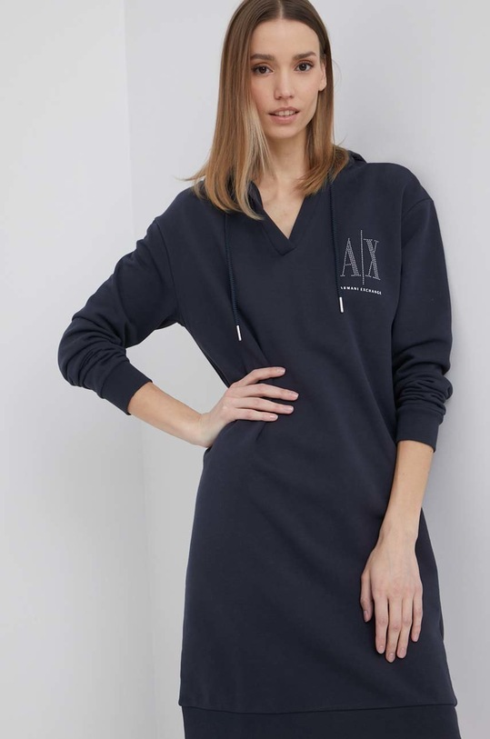 Armani Exchange rochie din bumbac 8NYADY.YJ68Z.NOS bleumarin AA00
