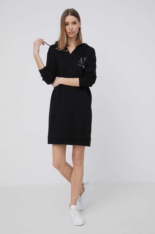 Бавовняна сукня Armani Exchange короткий чорний 8NYADY.YJ68Z.NOS