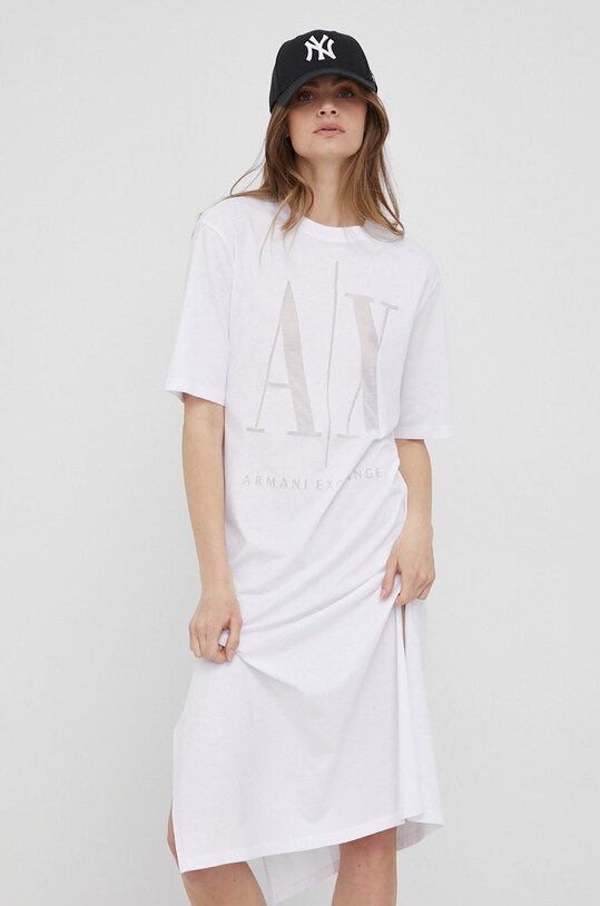 Рокля Armani Exchange трикотаж бял 8NYAHX.YJ8XZ.NOS