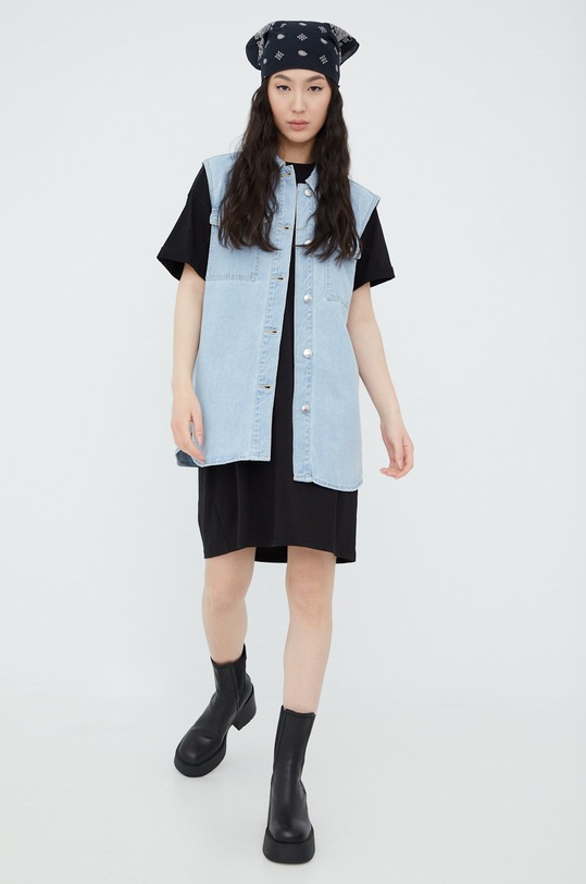 Bavlněné šaty Pieces 17114389.Black černá AA00