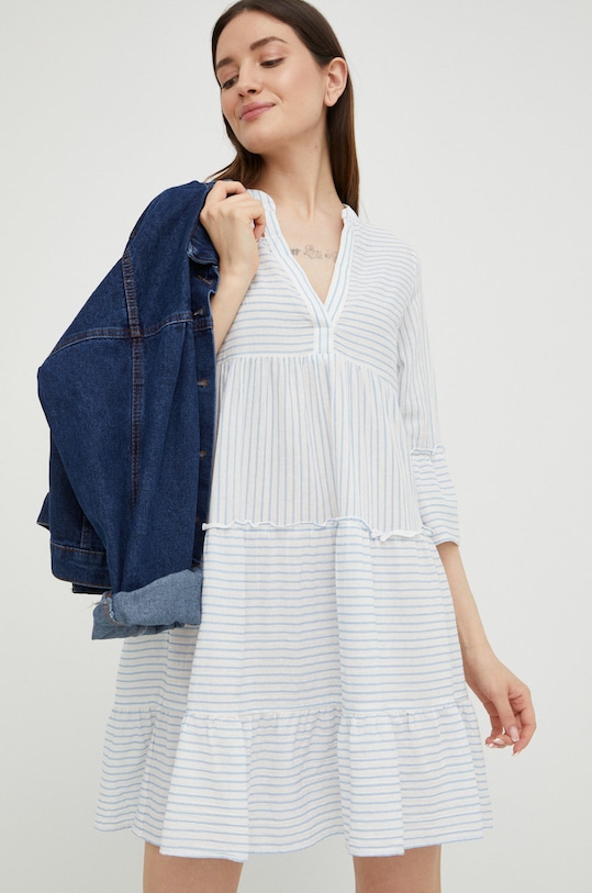 Vero Moda sukienka bawełniana wzorzyste biały 10225791.SnowWhit2