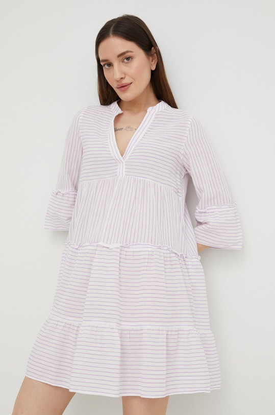 Vero Moda sukienka bawełniana wzorzyste biały 10225791.SnowWhit3