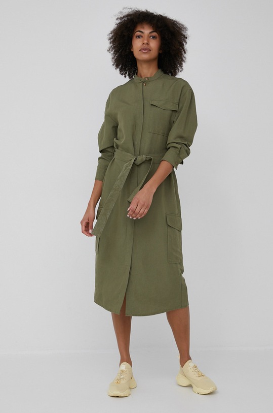 Marc O'Polo sukienka z domieszką lnu M03134121323 zielony AA00