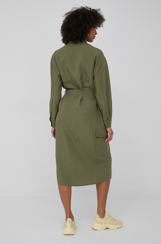 Odzież Marc O'Polo sukienka z domieszką lnu M03134121323 zielony