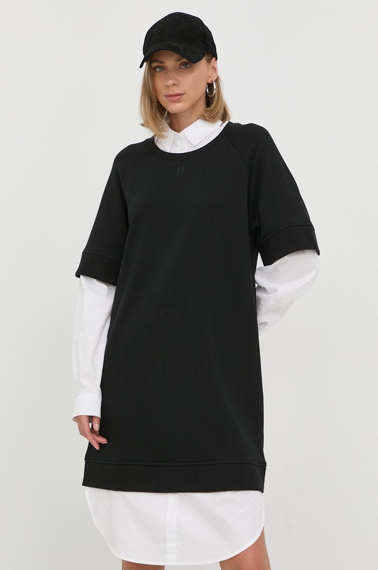 Karl Lagerfeld pamut ruha gombolós fekete 225W1353