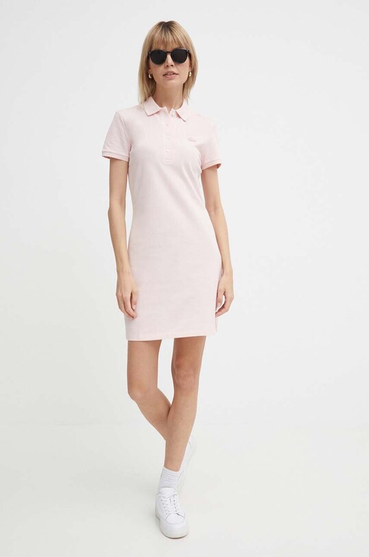 Φόρεμα Lacoste EF5473-ADY με ελαστάν ροζ EF5473.ADY