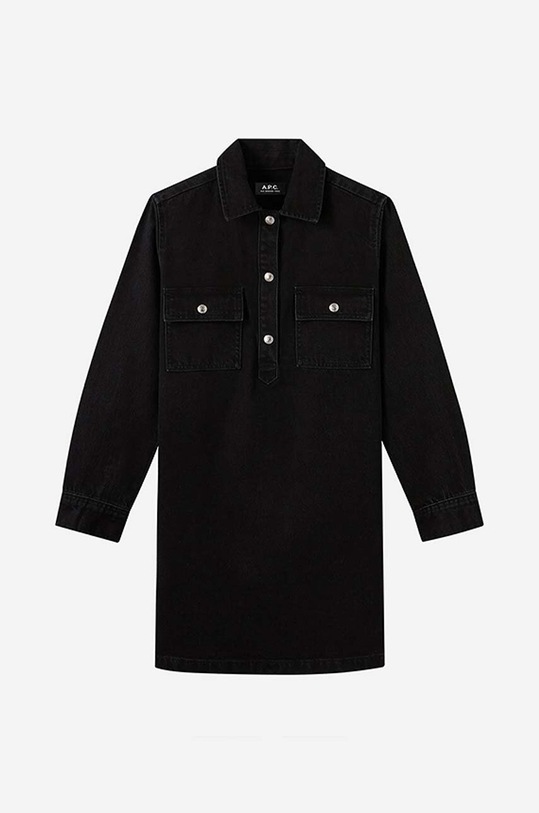 Rifľové šaty A.P.C. Robe Mia COFBV-F05878 BLACK WASHED čierna COFBV.F05878