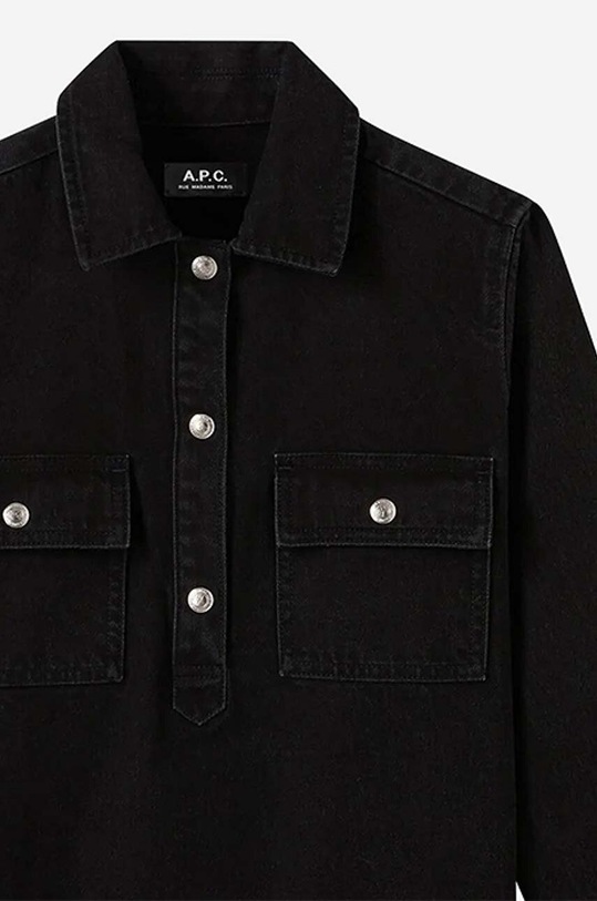 Rifľové šaty A.P.C. Robe Mia COFBV-F05878 BLACK WASHED COFBV.F05878 čierna