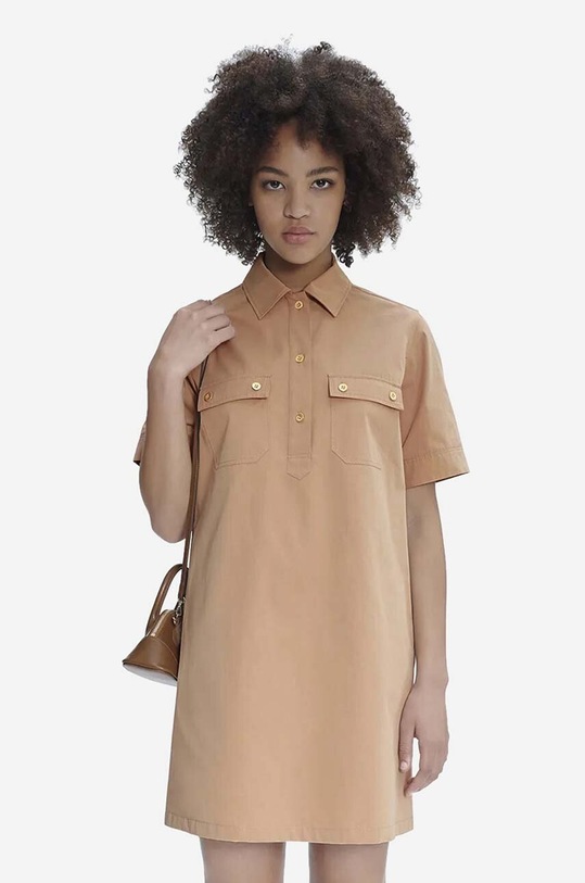 A.P.C. rochie din bumbac fixat bej COGBM.F05953