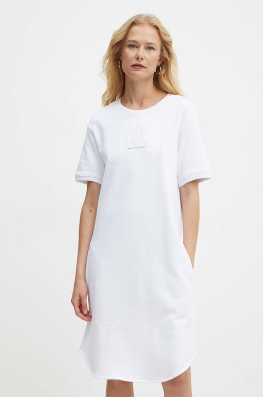 Armani Exchange rochie din bumbac mini alb 8NYAGY.YJ68Z.NOS