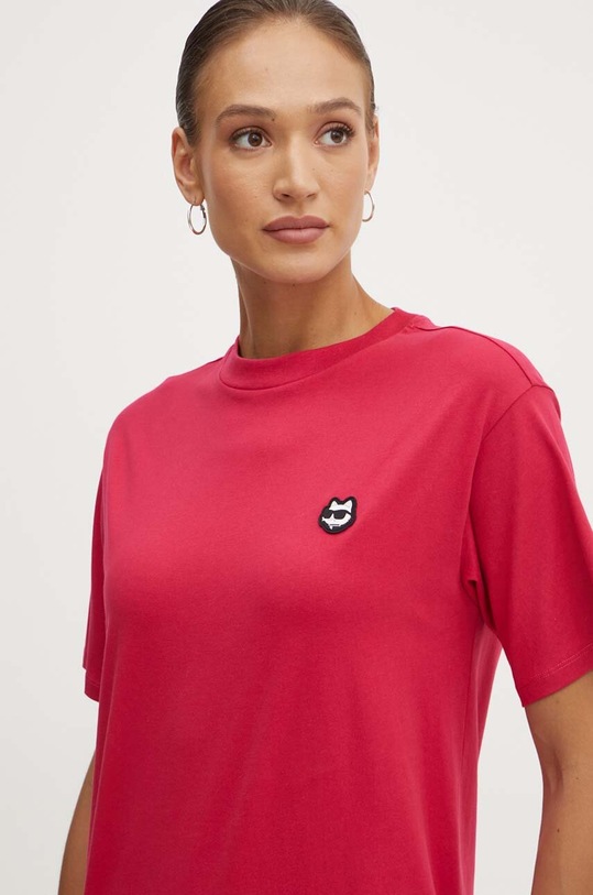 Βαμβακερό φόρεμα Karl Lagerfeld ροζ 245W1352