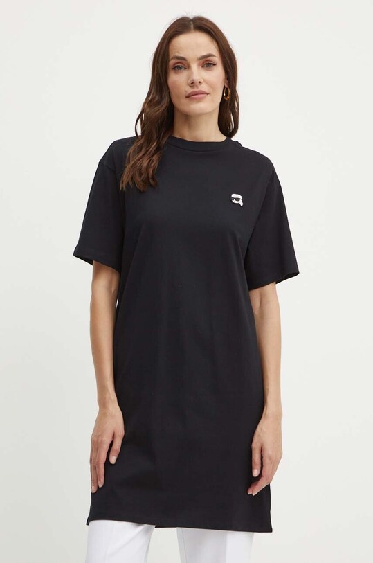 Karl Lagerfeld rochie din bumbac mini negru 245W1352