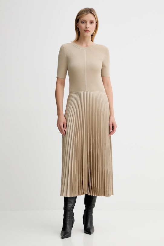 BOSS sukienka midi beżowy 50535658