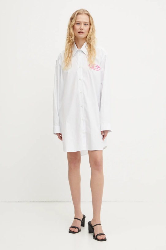 Diesel rochie din bumbac D-DALIS-P1 DRESS A14571.0DNAN alb AA00