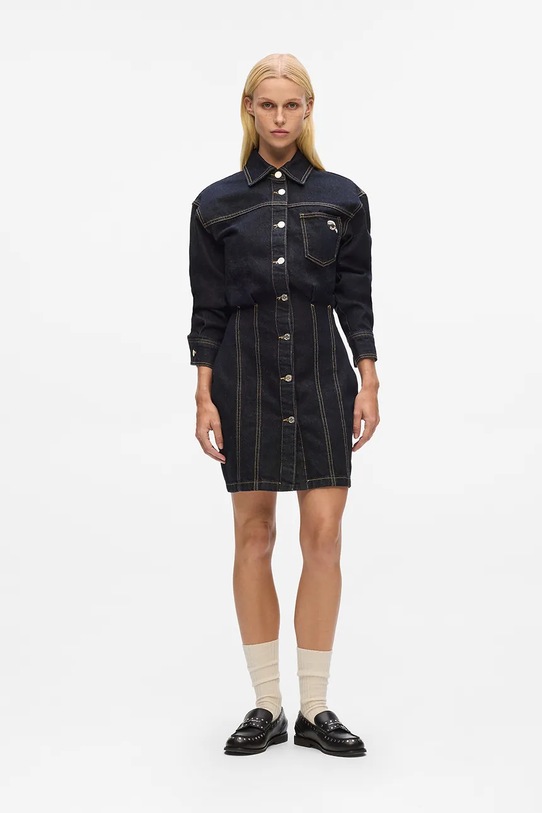 Karl Lagerfeld sukienka jeansowa IKON bawełna granatowy A4W13019