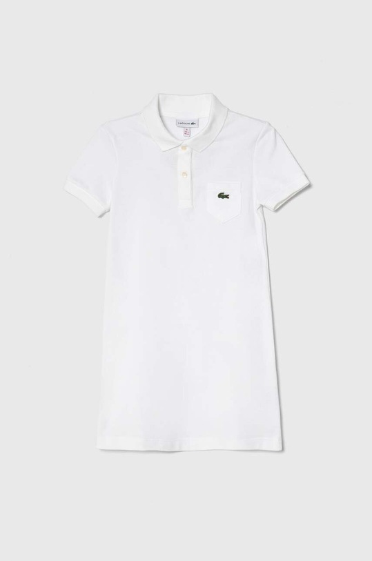 Παιδικό βαμβακερό φόρεμα Lacoste EJ2816 001 βαμβάκι λευκό EJ2816.001