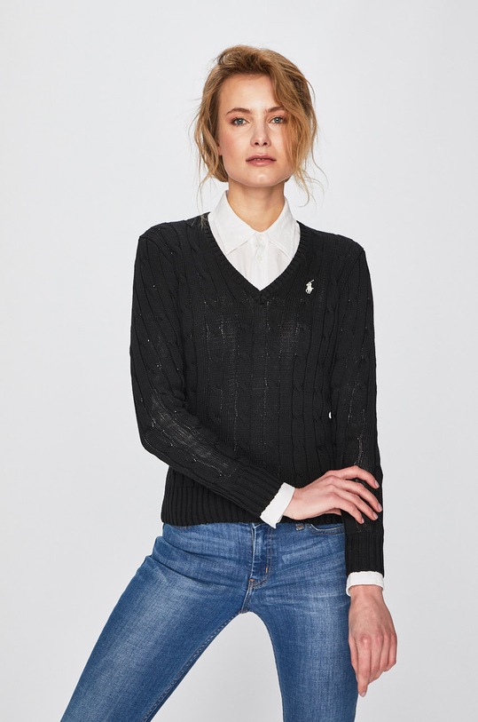 Svetr Polo Ralph Lauren V výstřih černá 211580008039