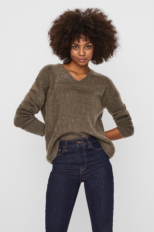 Vero Moda - Sveter V výstrih zelená 10233357