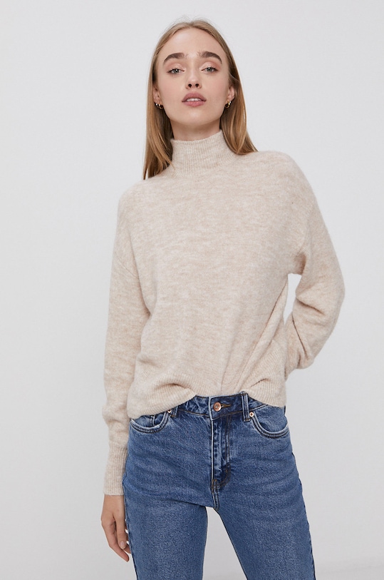 Y.A.S Sweter półgolf beżowy 26023572