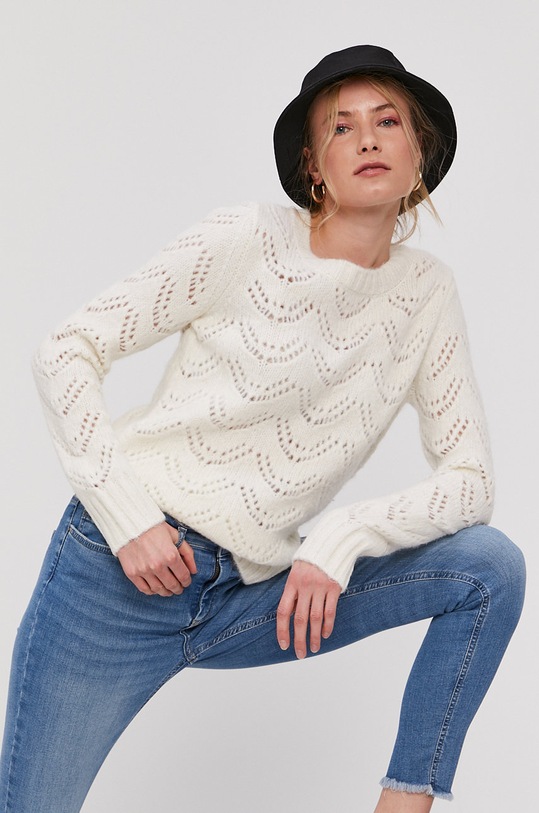 Pieces Sweter okrągły biały 17106006