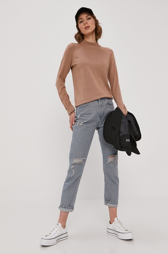 Pieces Sweter 17108452 beżowy AA00