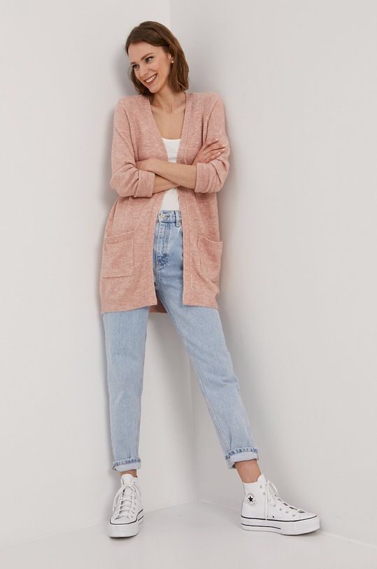Kardigan Pieces středně silná růžová 17111310
