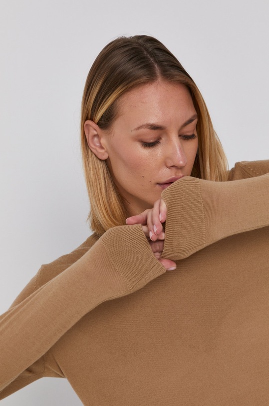 Emporio Armani sweter wełniany okrągły beżowy 8N2MZR.2M9DZ