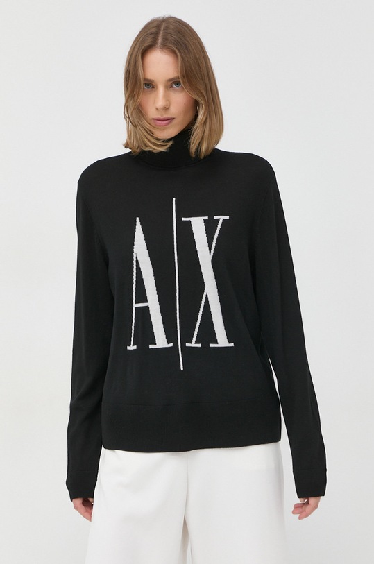 Armani Exchange gyapjú pulóver gyapjú fekete 8NYM7B.YMH4Z.NOS