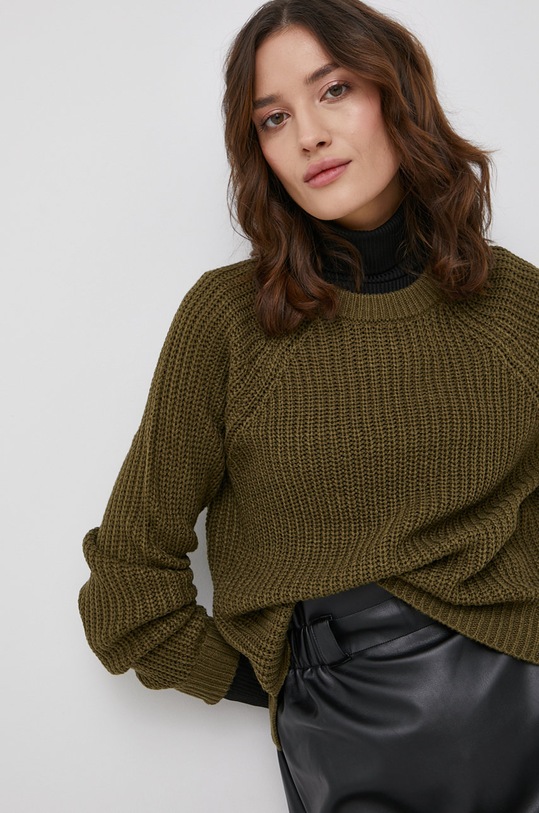 Svetr Vero Moda kulatý zelená 10247553.DarkOlive