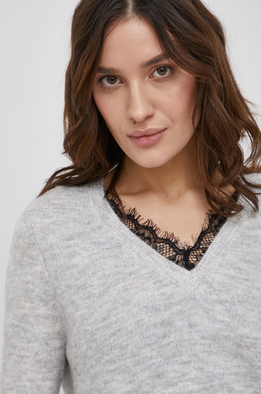 Svetr z vlněné směsi Vero Moda šedá 10203292.LightGreyM