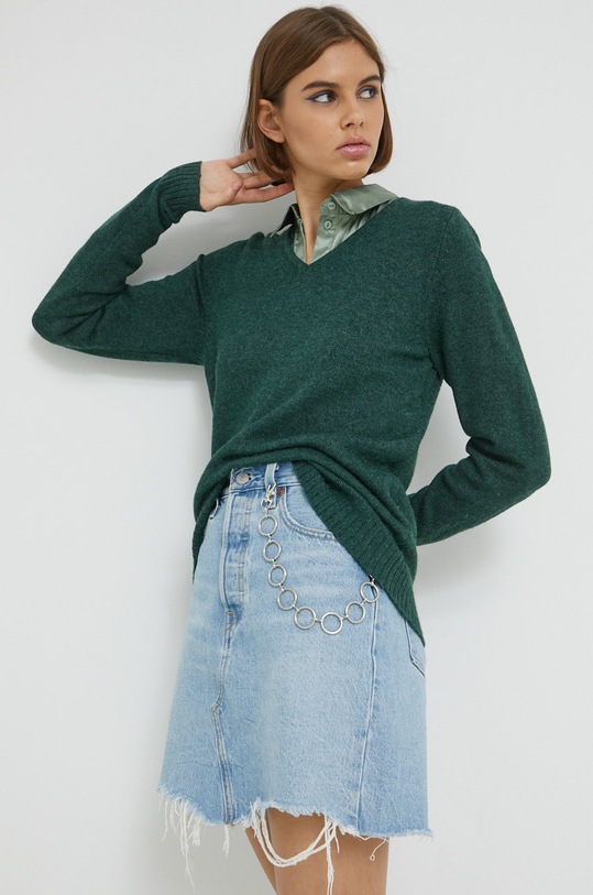 Vila sweter pozostałe turkusowy 14042769.Pineneedle
