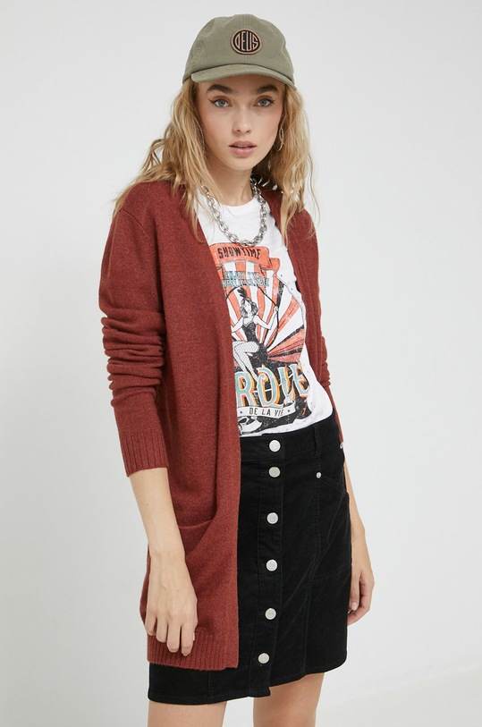 Жилетка Vila средно дебел кафяв 14044041.FiredBrick