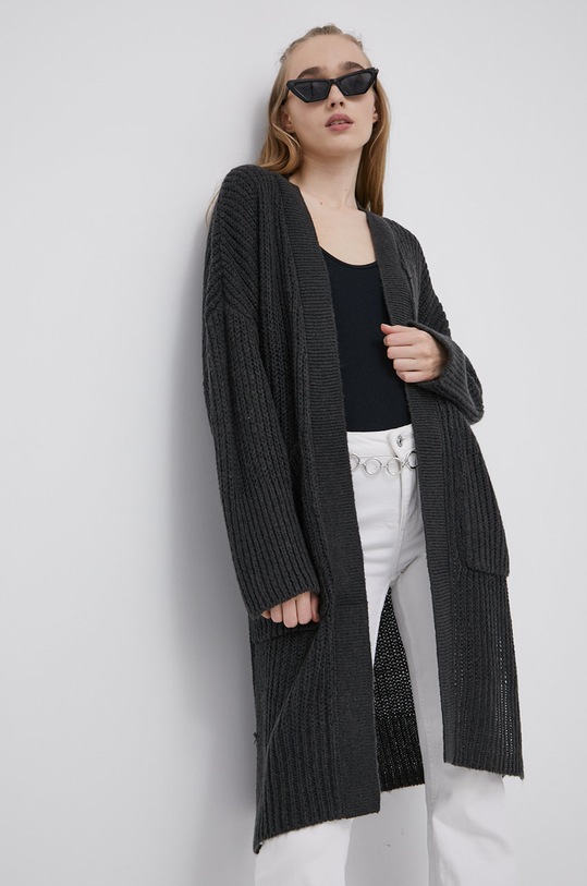 Kardigán Noisy May stredne hrubá zelená 27016502.DarkGreyMe