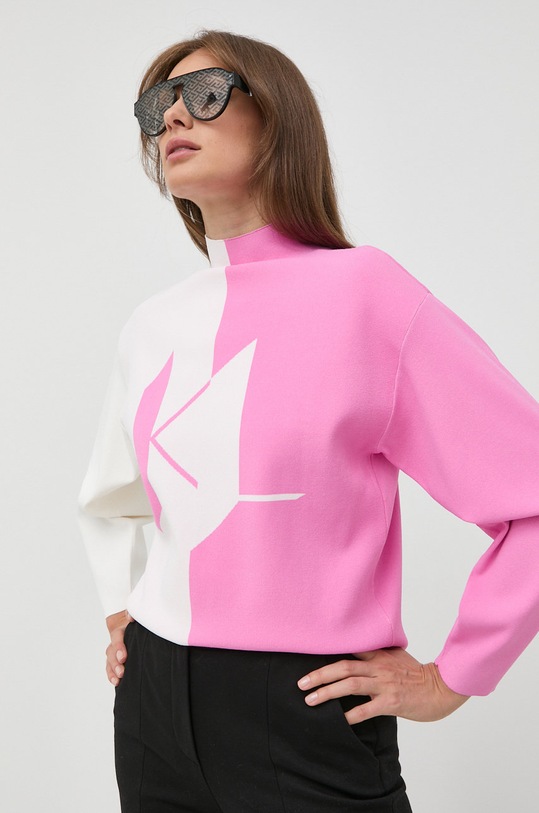 Karl Lagerfeld sweter pozostałe różowy 225W2005