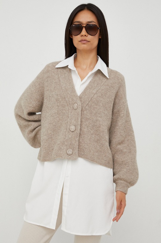 Gestuz kardigan wełniany beżowy 10905933.NOOS