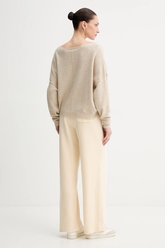 Odzież American Vintage sweter z domieszką wełny PULL ML COL BATEAU DAM225 beżowy