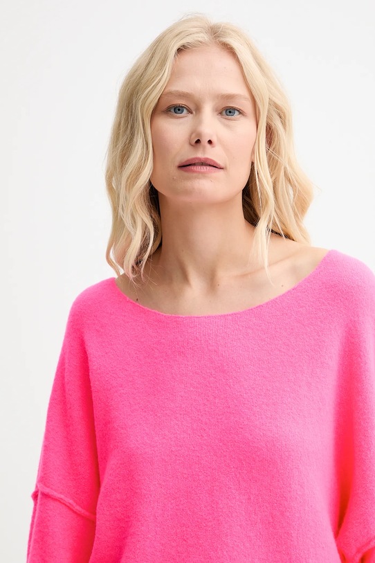 American Vintage sweter z domieszką wełny PULL ML COL BATEAU różowy DAM225