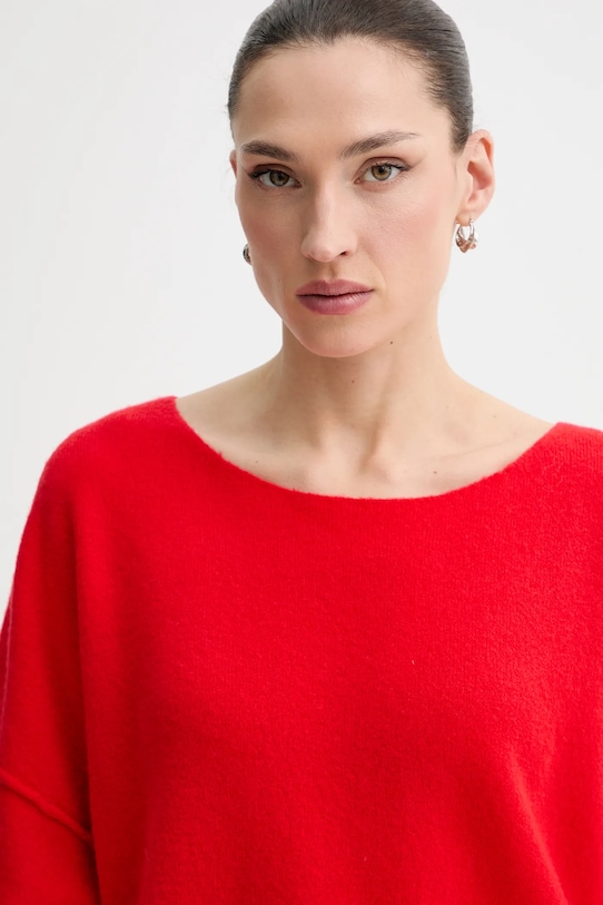 American Vintage sweter z domieszką wełny PULL ML COL BATEAU czerwony DAM225