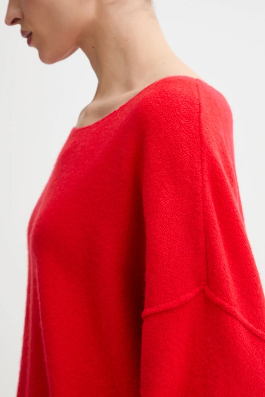 American Vintage sweter z domieszką wełny PULL ML COL BATEAU DAM225 czerwony