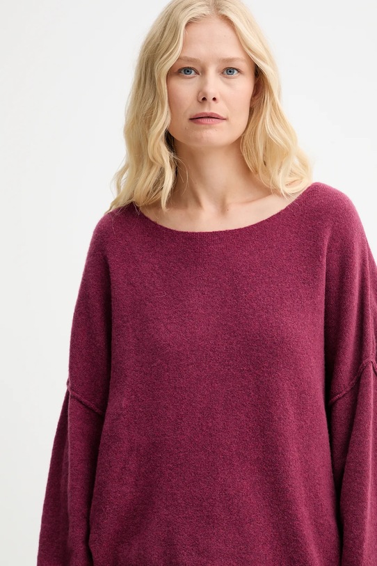 American Vintage sweter z domieszką wełny PULL ML COL BATEAU bordowy DAM225