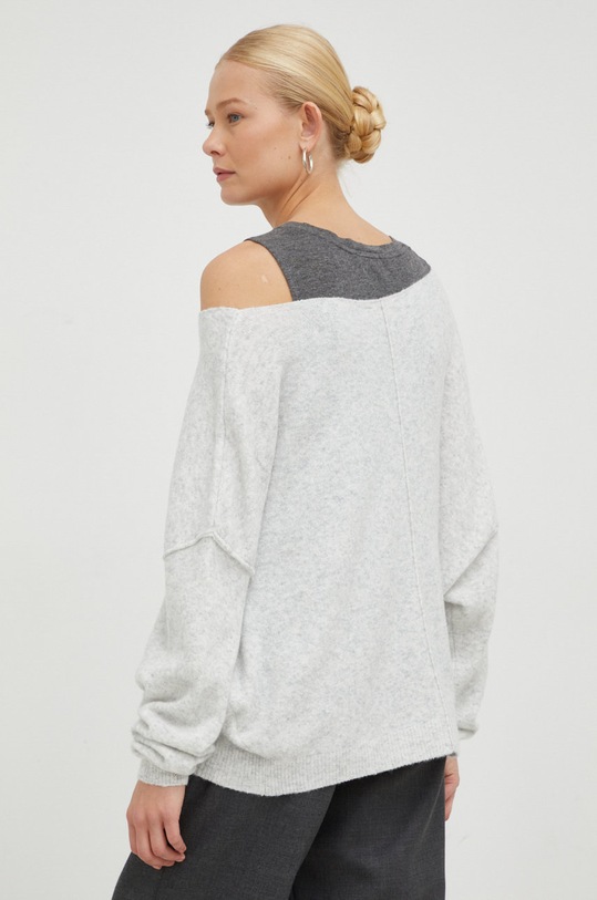 Odzież American Vintage sweter z domieszką wełny PULL ML COL BATEAU DAM225 szary
