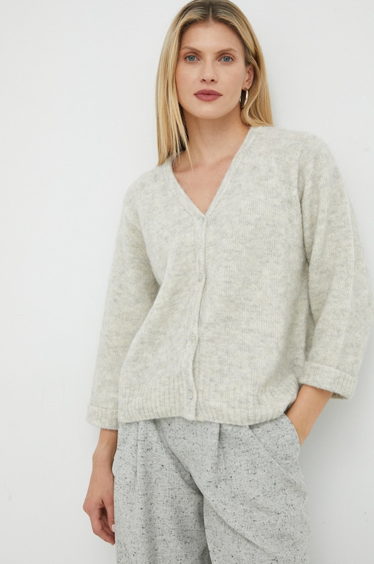 American Vintage cardigan din amestec de lana gri EAST19G
