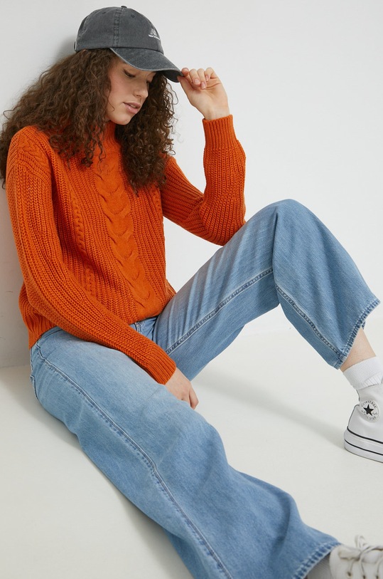 Vila sweter pozostałe pomarańczowy 14080352